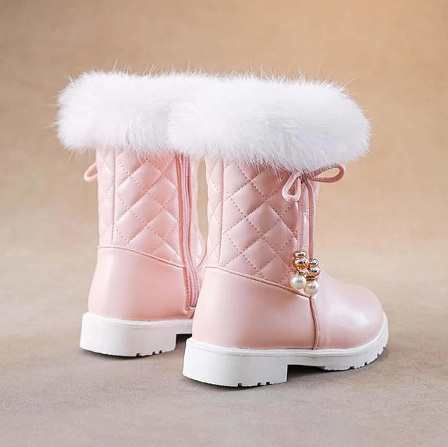 Детские сапоги для девочек с искусственным мехом Pearl Decor Zzalalana, Pink — фото 2