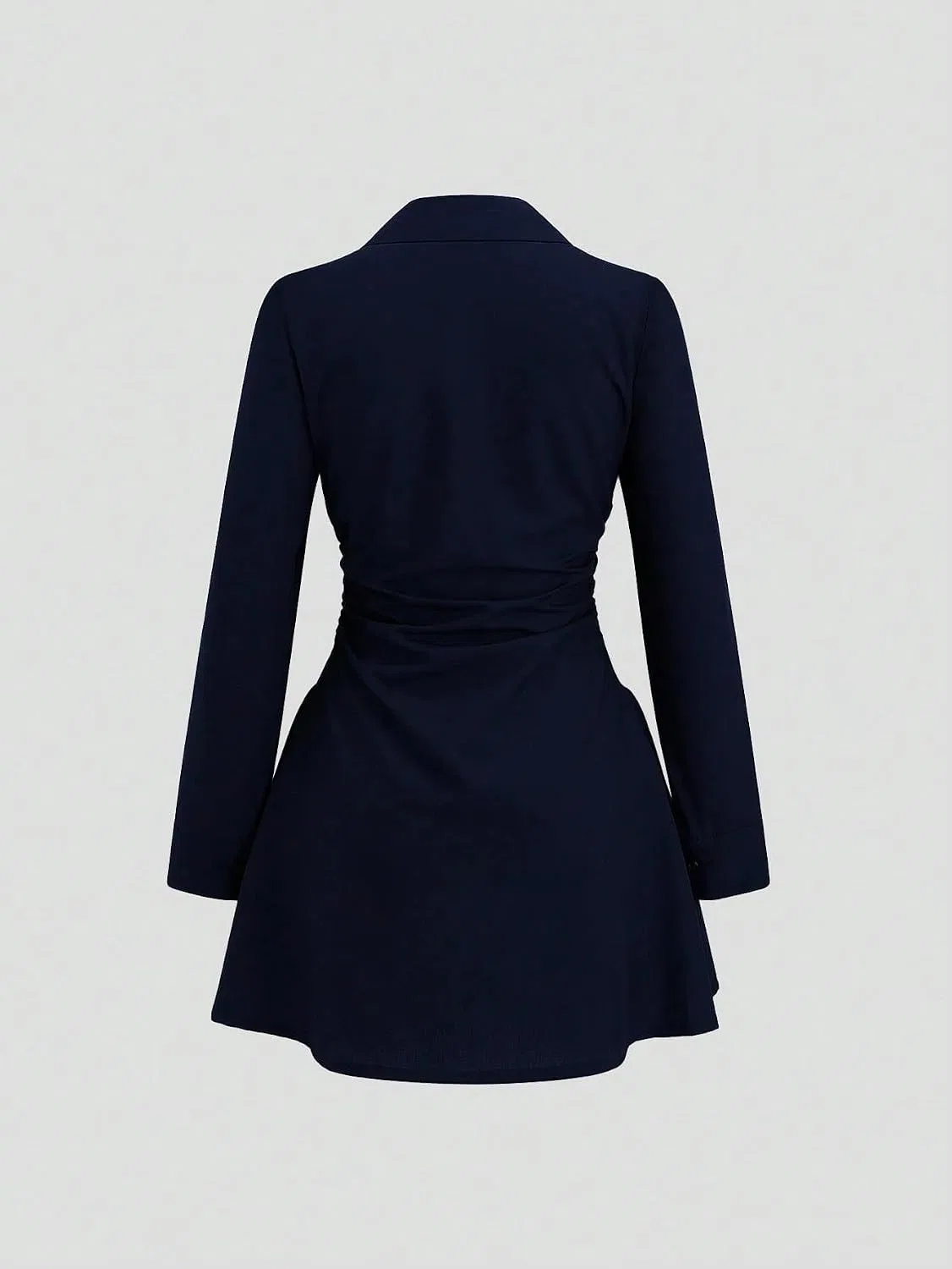 Женское мини-платье-рубашка приталенное Jinhuili, Navy Blue — фото 3