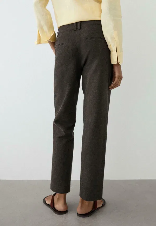 Брюки льняные Trousers Massimo Dutti, темно-коричневый — фото 3