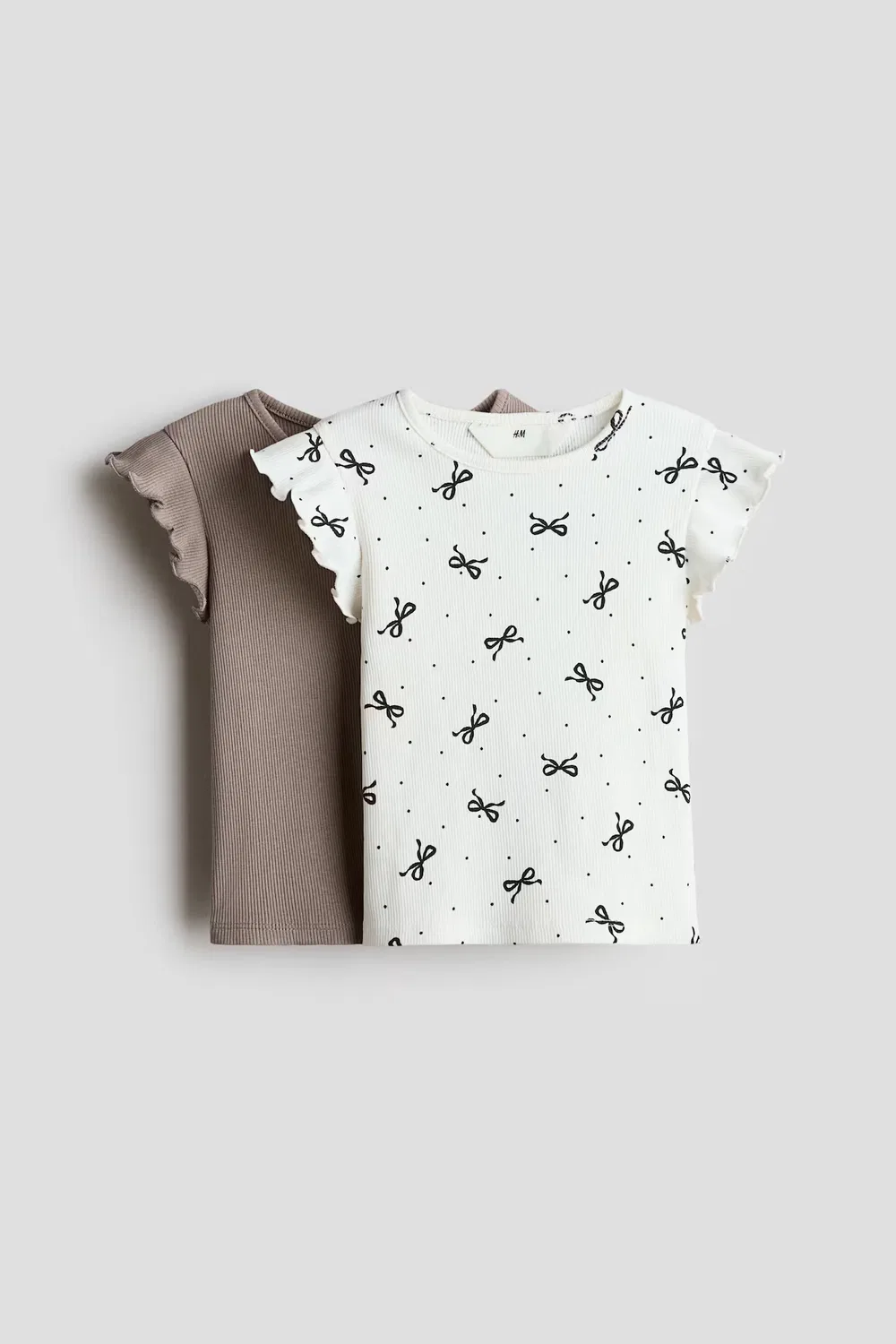 Комплект из 2 ребристых хлопковых рубашек H&M, Cremefarben/Schleifen
