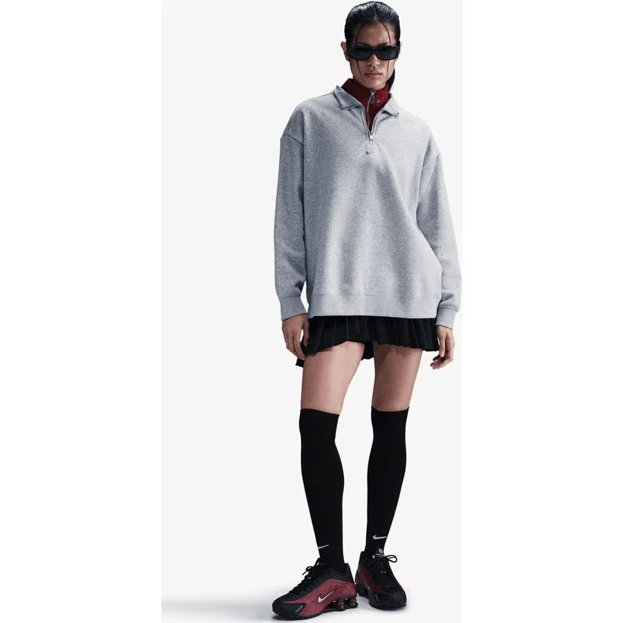 Свитшот женский с четвертью фермуаром Nike Sportswear Fleece, Серый — фото 3