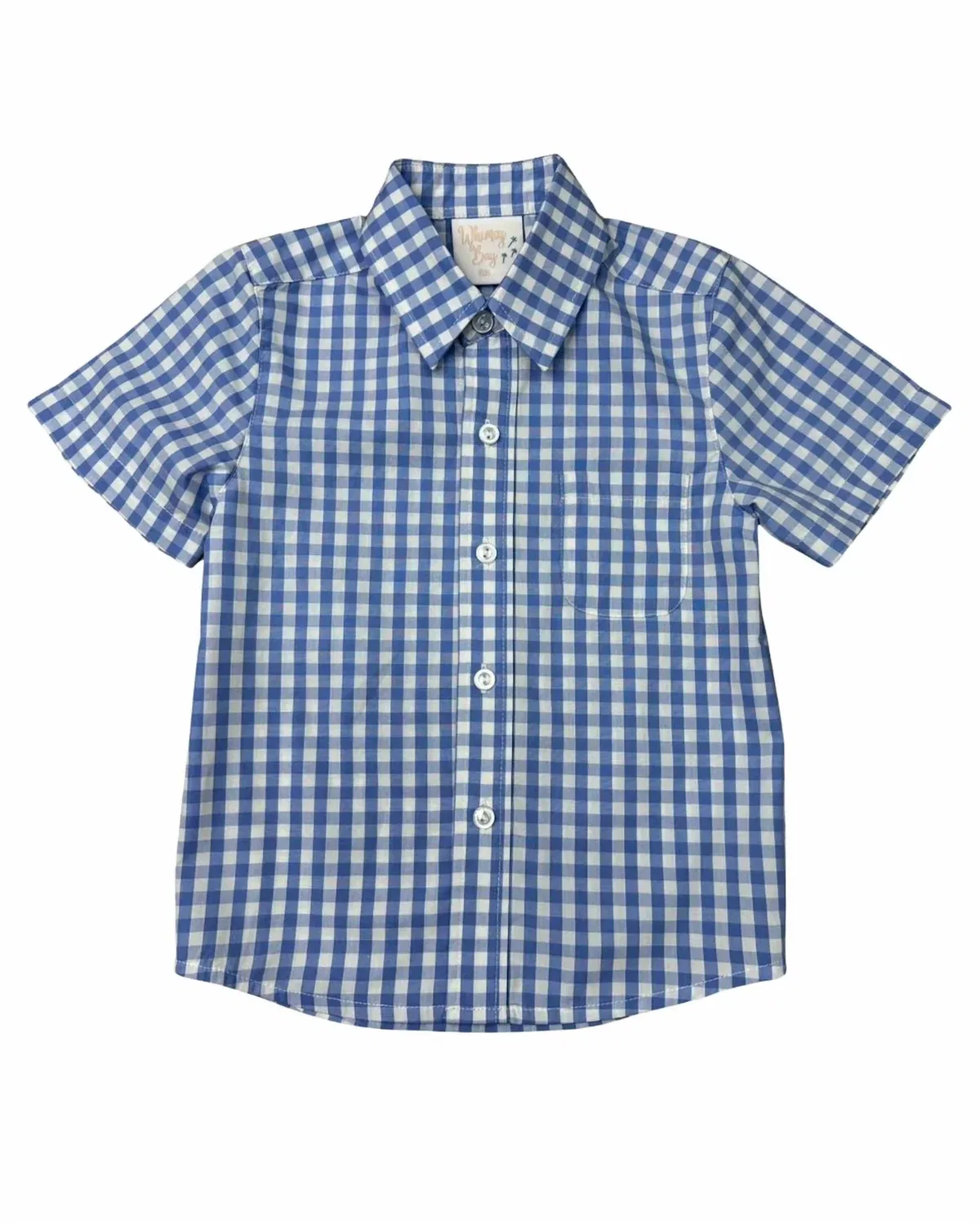 Детская рубашка с коротким рукавом и пуговицами в клетку Benny Blue Check Whimsy Bay Kids, Benny Blue Check