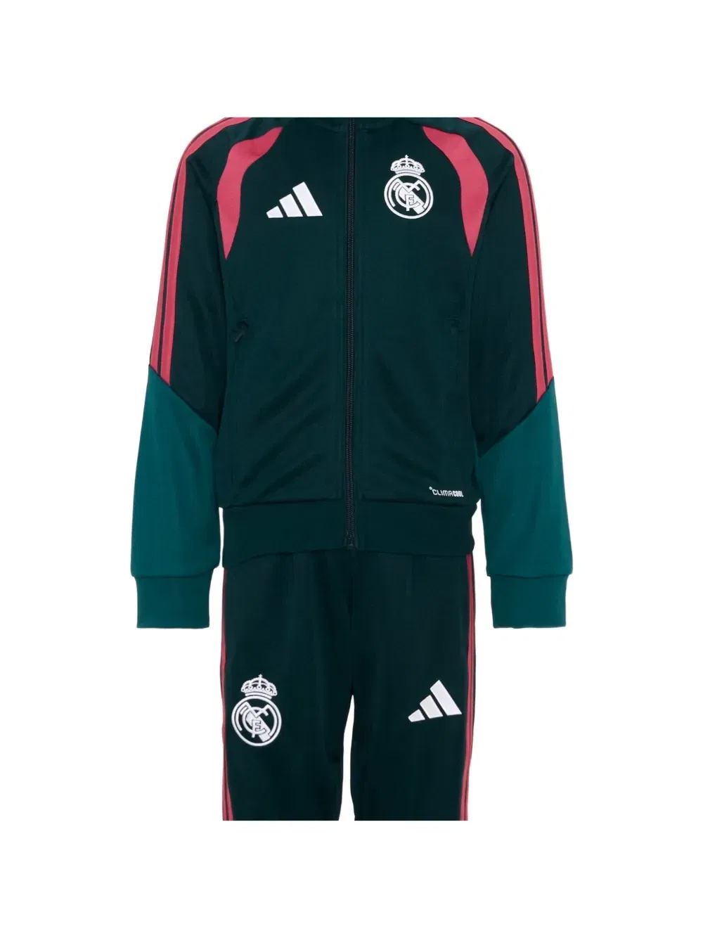 Спортивный костюм X Real Madrid с логотипом и вставками Adidas Kids, зеленый — фото 4