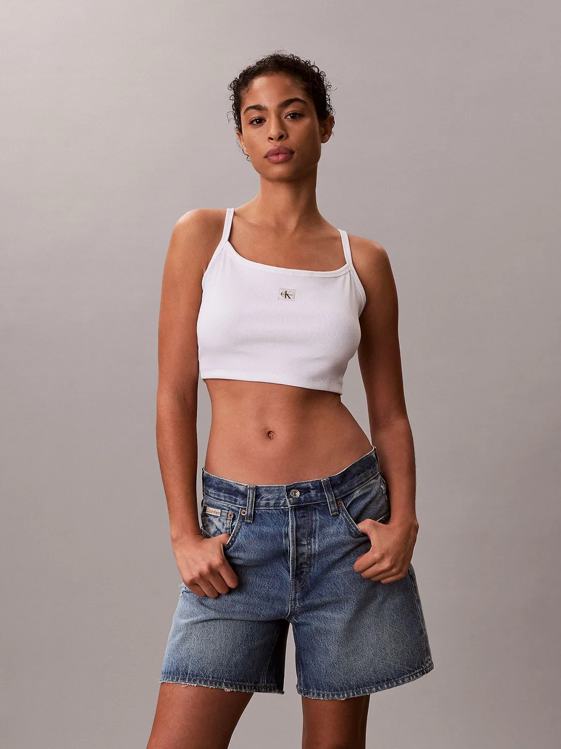 Топ, хлопковый Calvin Klein, белый