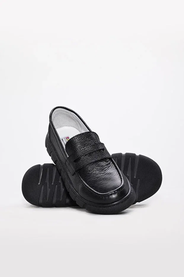 Детские кожаные повседневные туфли для девочек без шнуровки Fast Step, Black — фото 3