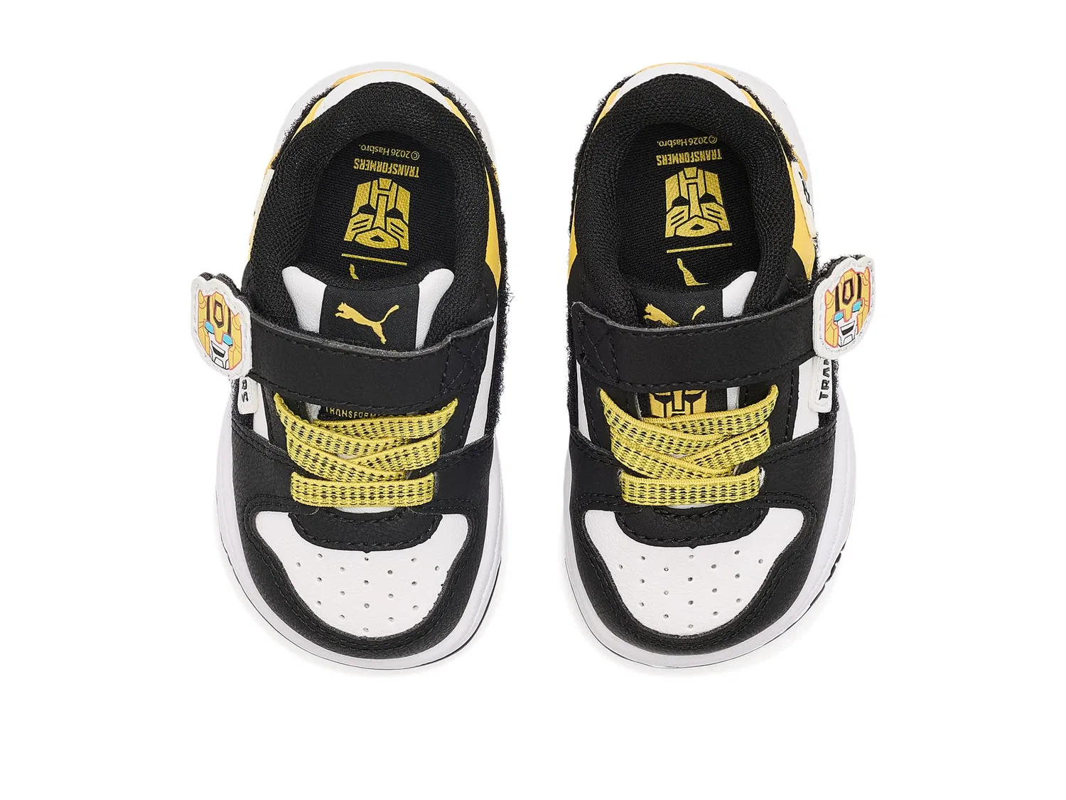 Детские кроссовки Rebound Slam Lo Transformers с альтернативной застежкой (для малышей) Puma Kids, PUMA White/PUMA Black/Bright Mango Yellow — фото 3