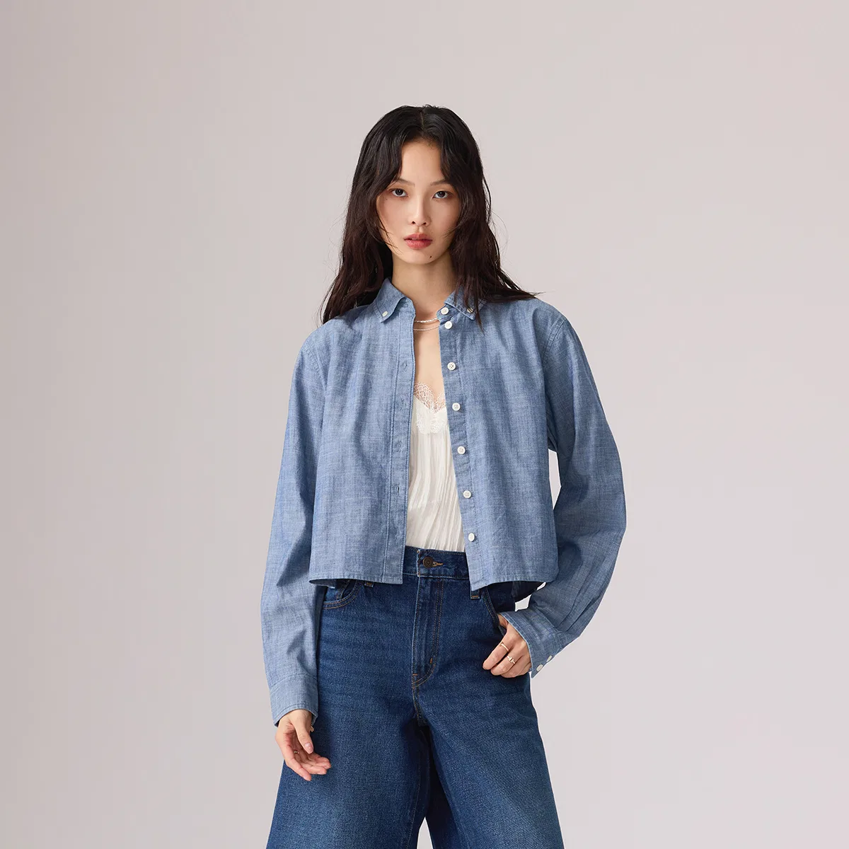 Женская рубашка с лацканами прямая Medium Blue Levis, Medium Blue — фото 4