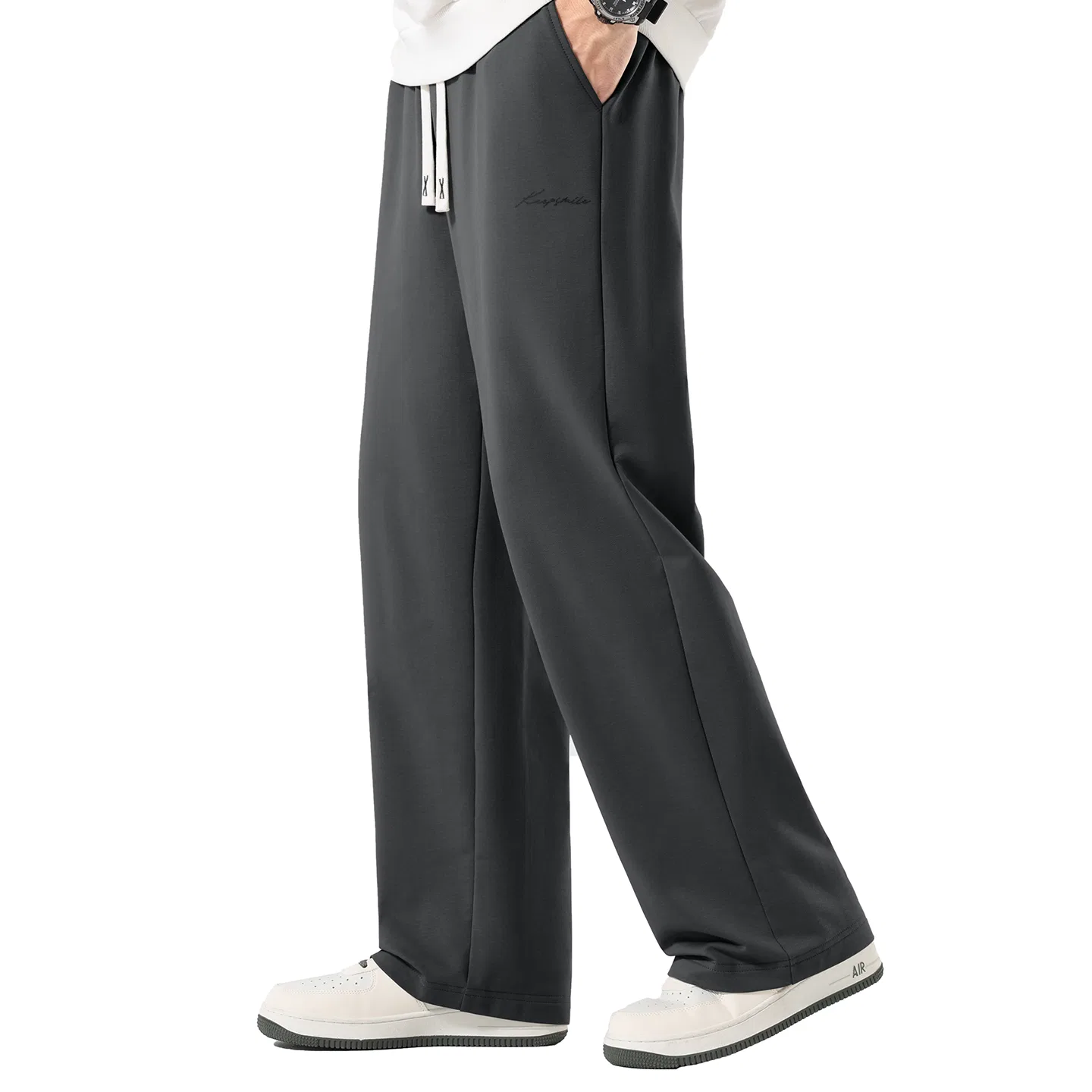 Детские штаны повседневные прямого кроя MINISO, Ma Black White Smiley Face Pants Logo