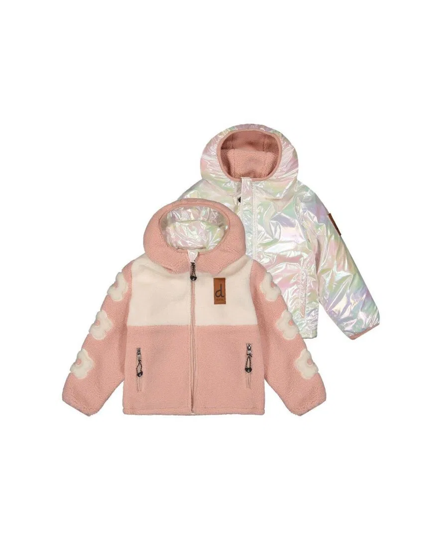 Детский демисезонный двусторонний жакет с капюшоном Deux par Deux, Pale Pink