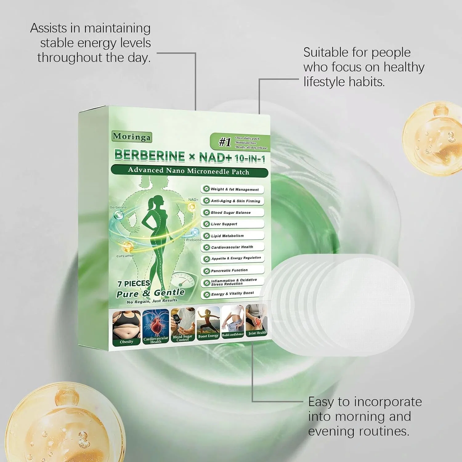 Патчи с наномикроиглами Moringa BERINE x NAD+ 10-in-1, 2 упаковки Générique — фото 3