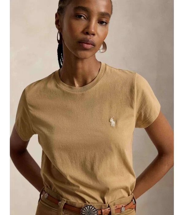 Женская футболка Classic Fit Polo Ralph Lauren, Бежевый — фото 4