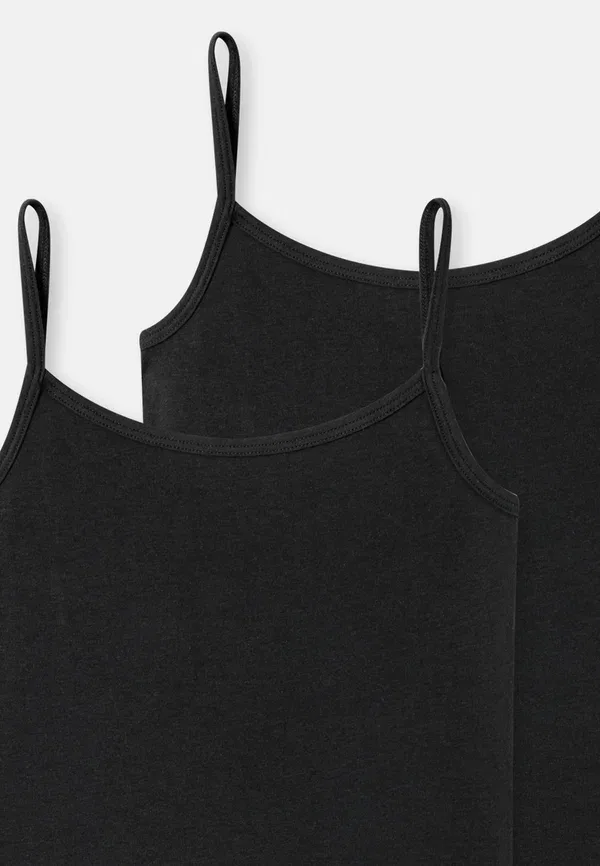 Майка на тонких бретелях из хлопка 95/5 Spaghetti Top Schiesser, Schwarz, черный — фото 2