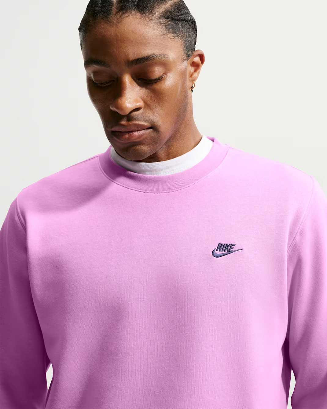 Свитшот Nike Club Fleece Crew, светло-пурпурный/темно-синий — фото 3