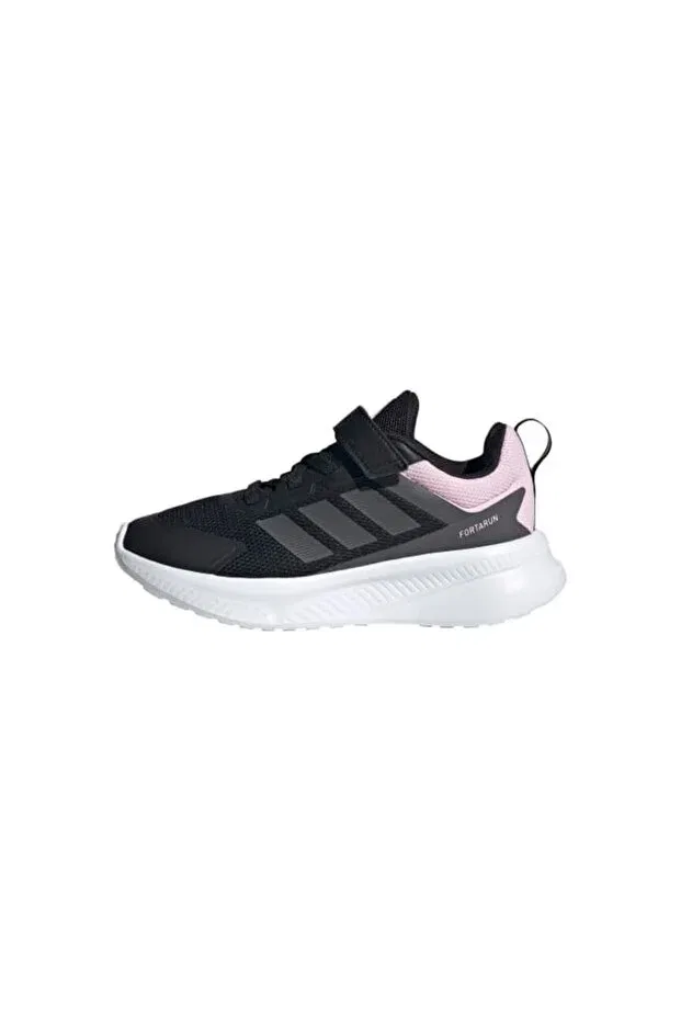 Детские спортивные кроссовки для девочек с липучкой Fortarun 4.0 EL C Adidas, Core Black-Grey Six — фото 3