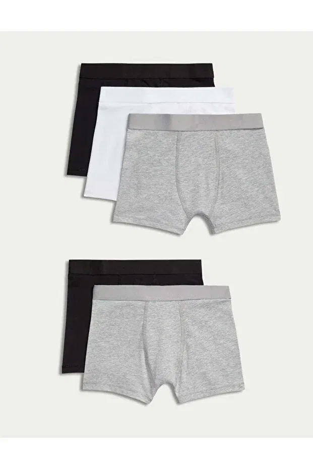 Детское белье для мальчиков хлопковое 5P plain trunks Marks & Spencer, Gray
