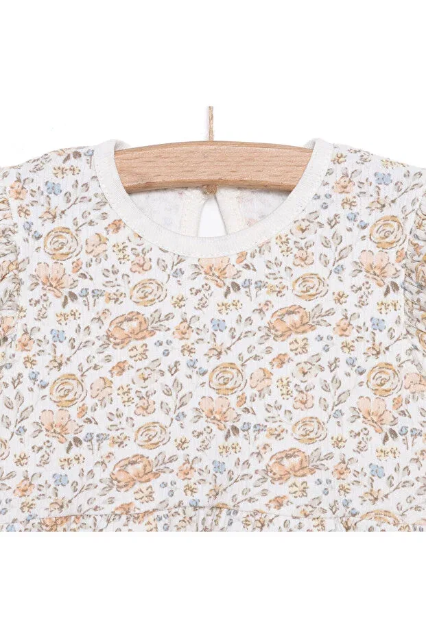 Детское платье для девочек с принтом Hellobaby newborn dress Ebebek Hello Baby, Ecru Printed — фото 3
