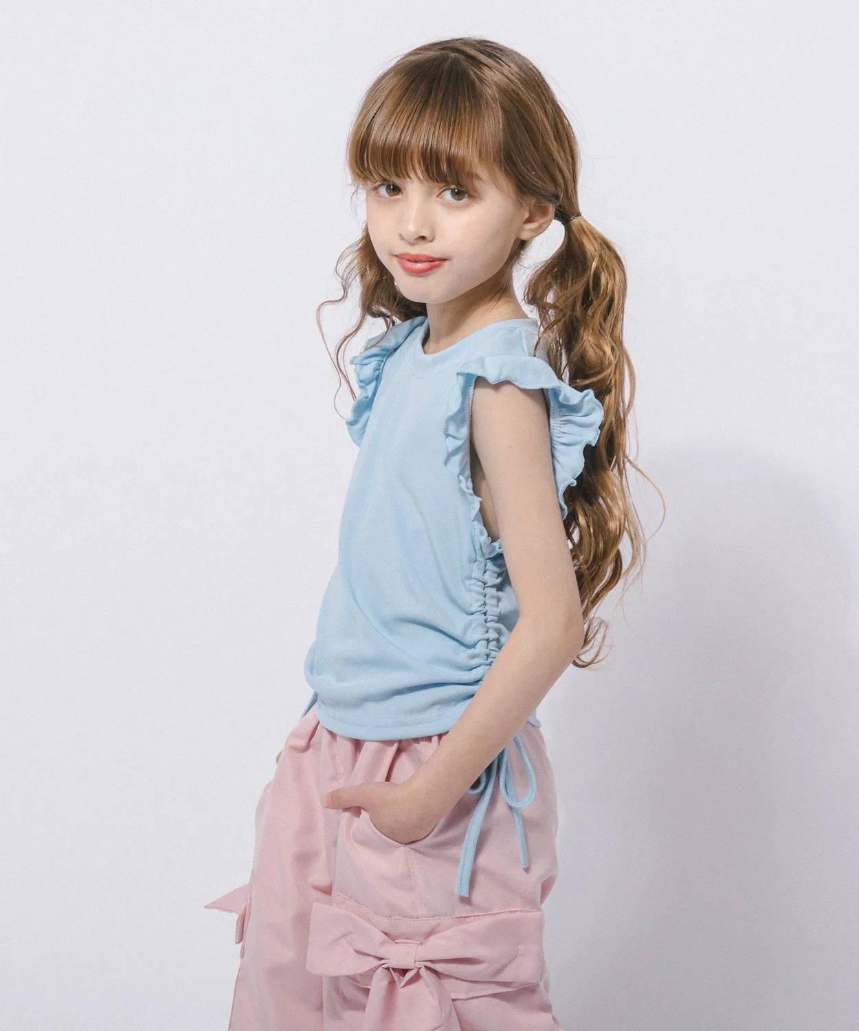 Детский топ с воланами и боковой сборкой French Sleeve Frill Side Gather URBAN CHERRY, Blue