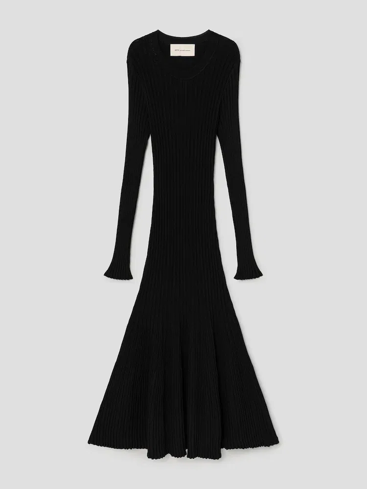 Платье миди с годе, Noir AMI PARIS, Black
