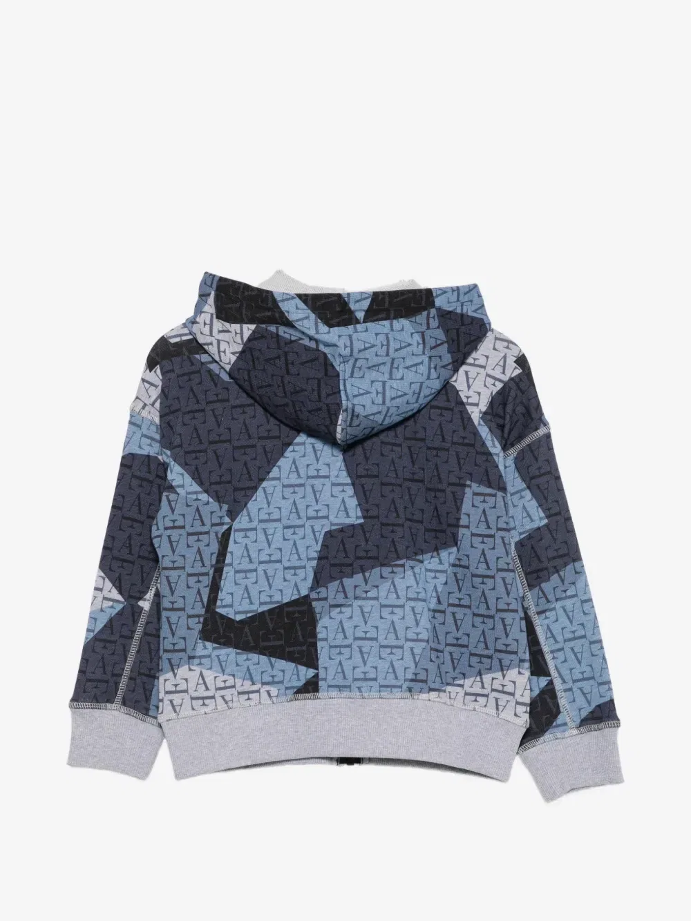 Толстовка на молнии с монограммным принтом Emporio Armani Kids, синий — фото 2
