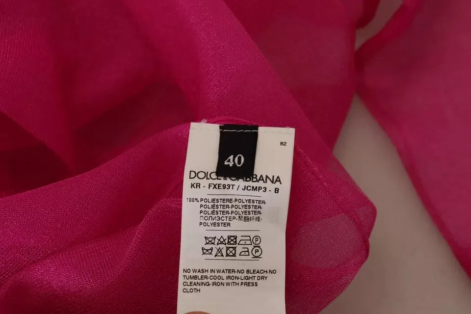 Женский пуловер с круглым вырезом Fuchsia Polyester Crewneck Pullover Sweater Dolce & Gabbana, Pink — фото 2