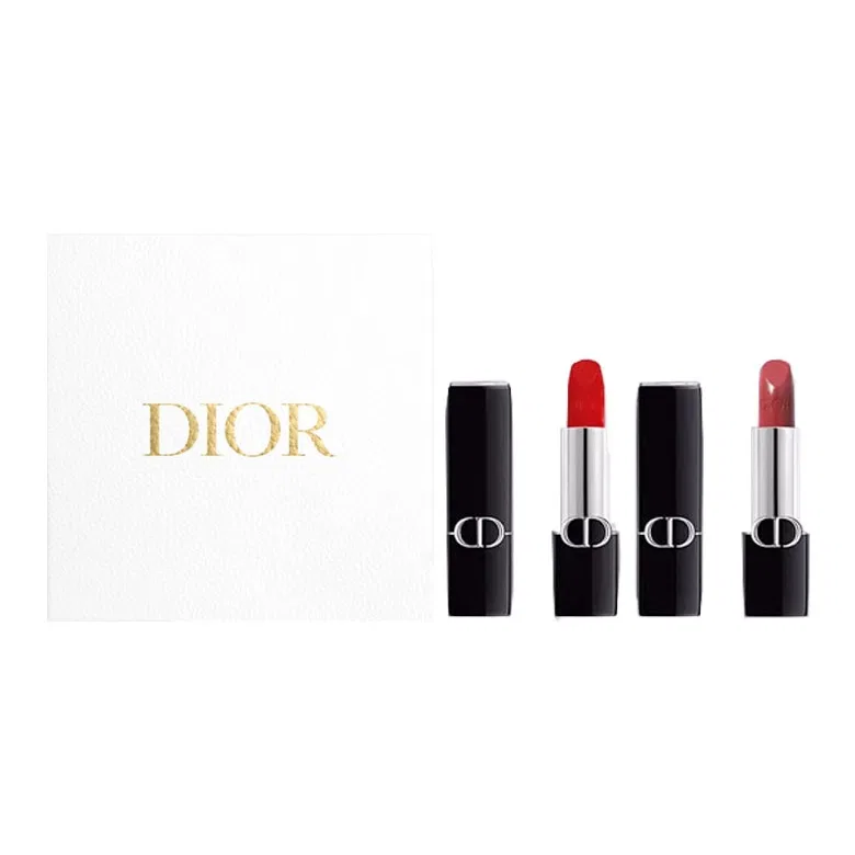 Женский комплект помад DIOR Vivid Blue Gold Dual Pack, 720 Sandalwood Crimson, Satin+999 Legend Red Lip, Velvet, DIOR, Красный