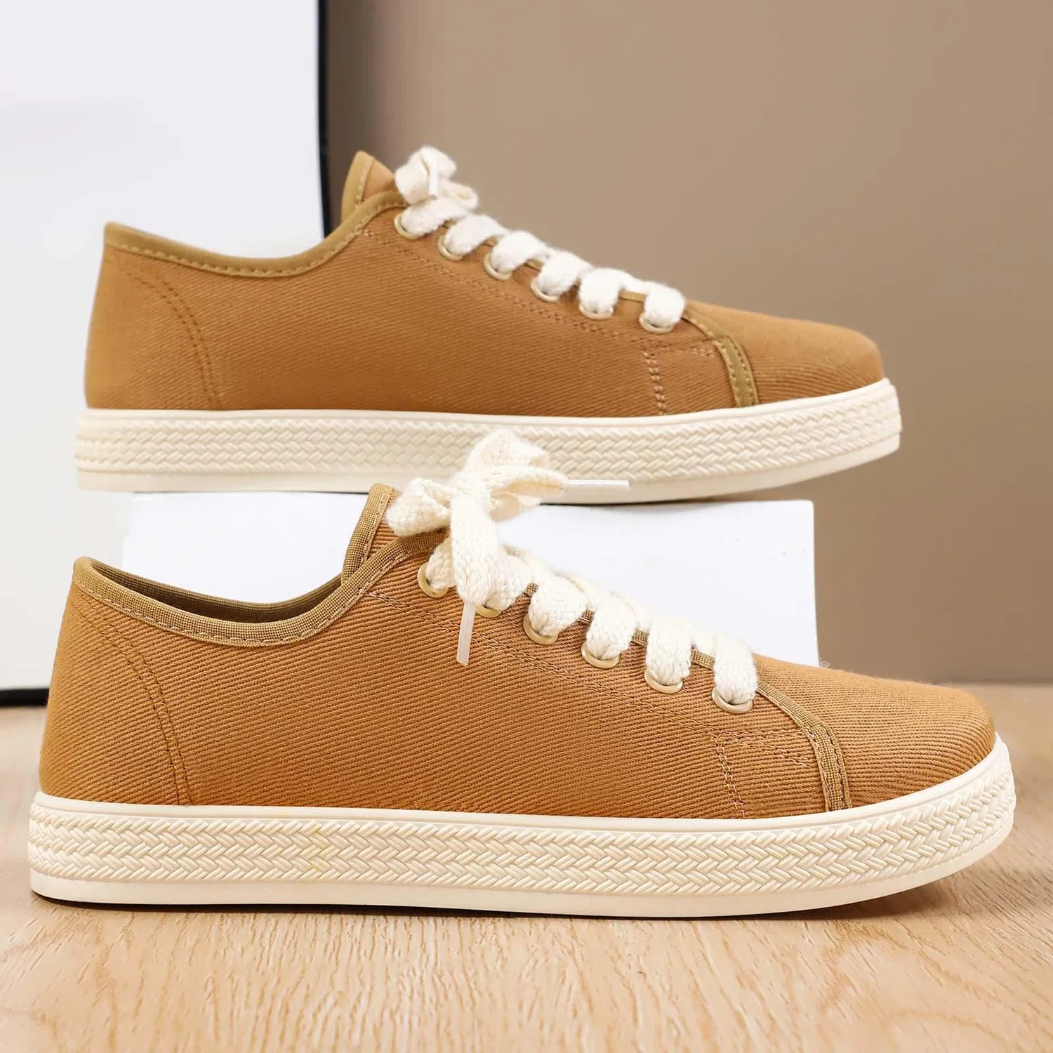 Детские кеды из канваса с принтом, Dark Khaki — фото 4