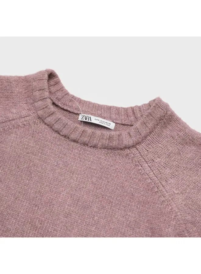 Пуловер вязаный с длинным рукавом Zara, фиолетовый — фото 4