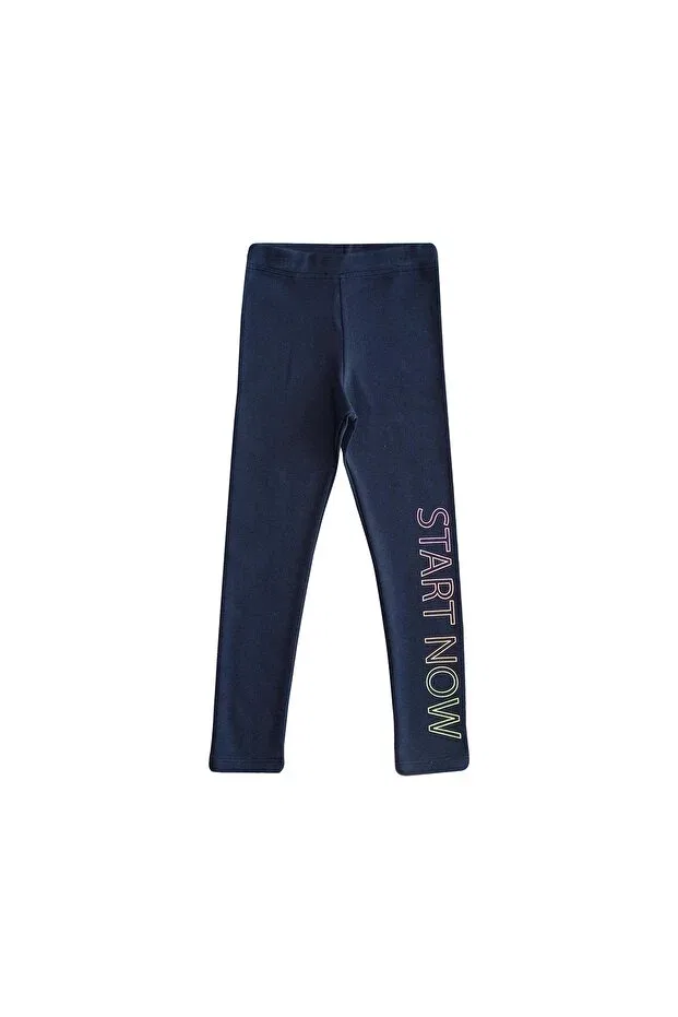 Детские леггинсы для девочек с принтом Light Navy Blue Start Now Printed Lovetti, Light Navy Blue