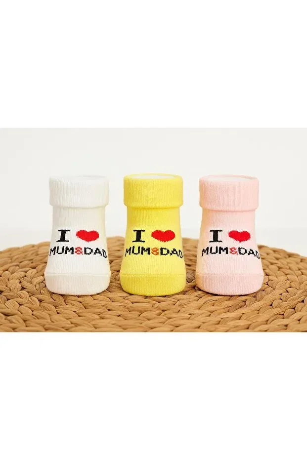 Детский комплект носков для девочек хлопковый 3 шт Moda, Ecru-Lemon Yellow-Sugar Pink