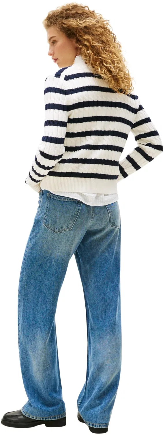 Женский вязаный жакет-кардиган Co Cable Slim Fit Tommy Hilfiger, White (Ivory Silk/Dark Night Navy Stp) — фото 2