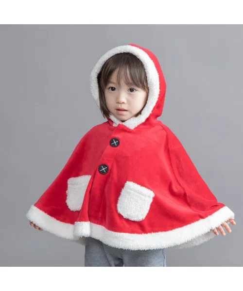 Детский пончо-накидка с капюшоном, модель Christmas Babiesrus, Red