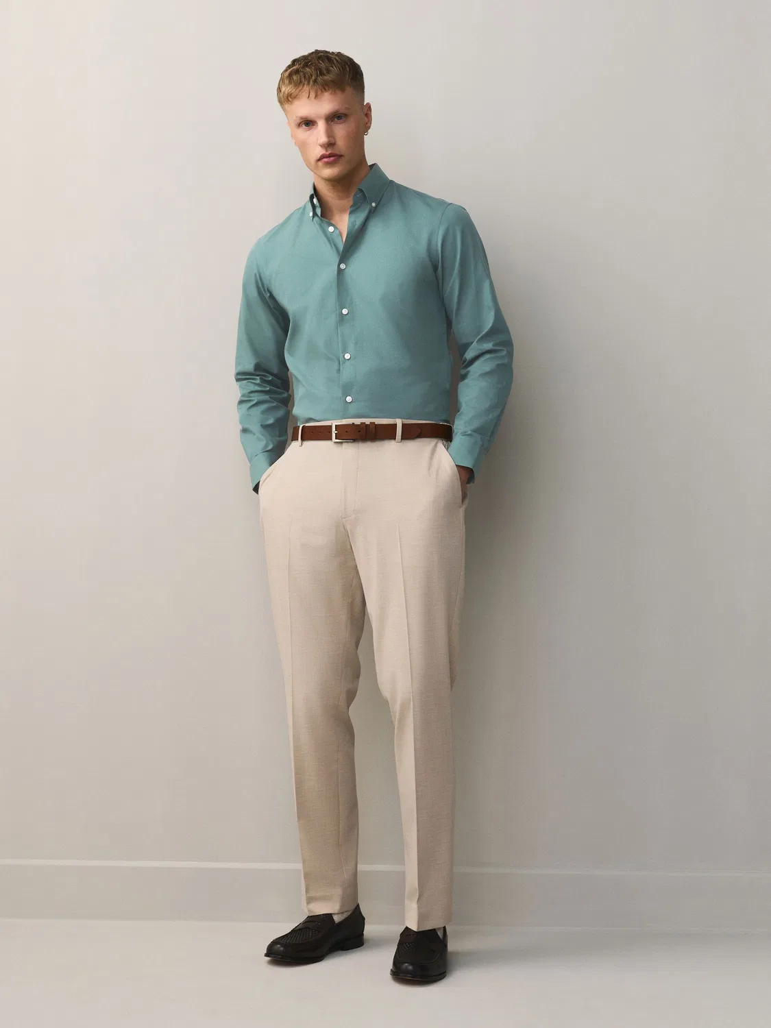 Рубашка с длинным рукавом, 2 шт., Slim Fit Next, белый/зеленый — фото 3