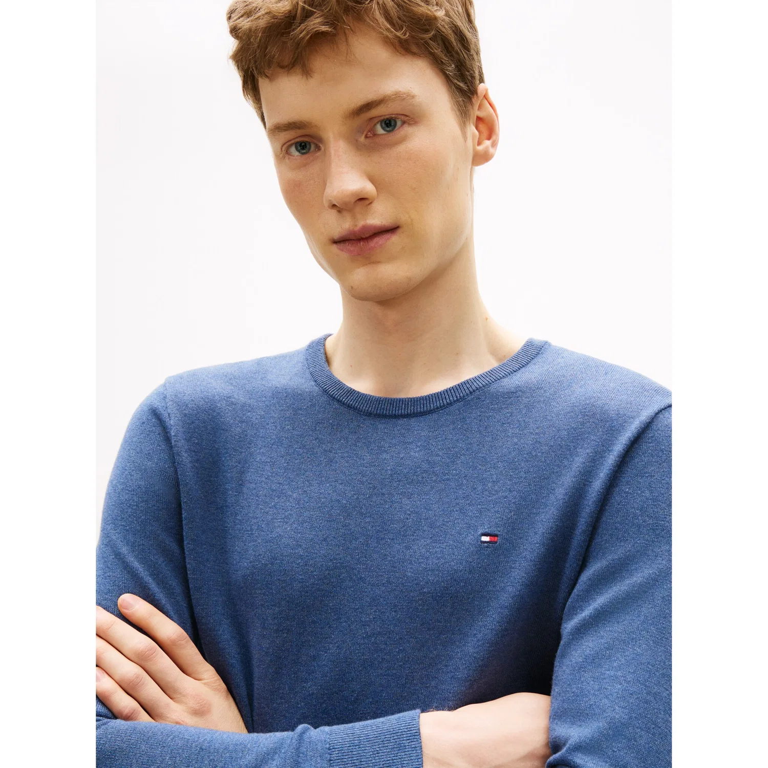 Мужской свитшот с круглым вырезом Essential Cotton Tommy Hilfiger, Aegean Sea Heather — фото 3