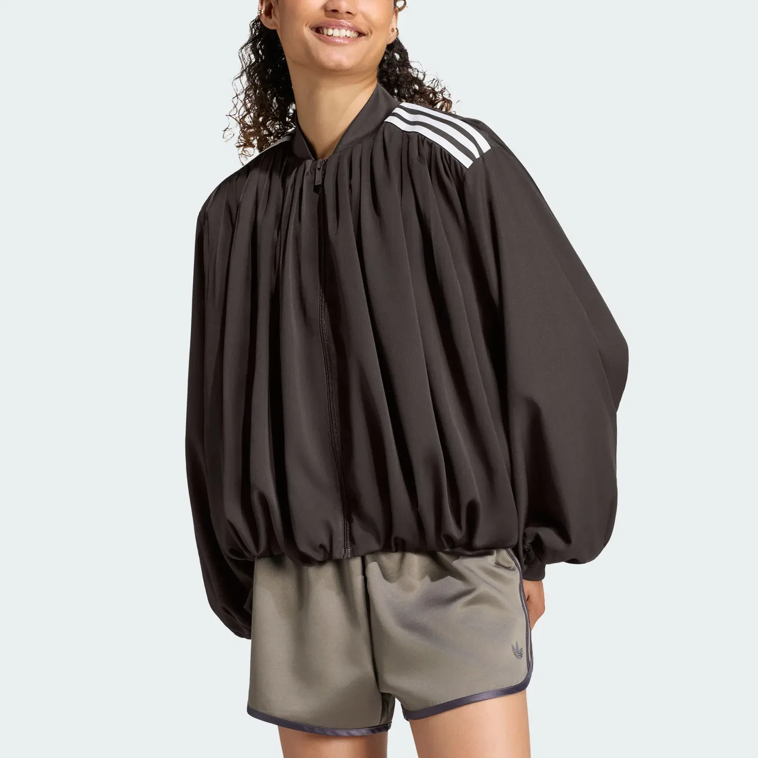 Женская куртка из сатина с принтом Dark Brown Adidas Originals, Dark Brown — фото 3