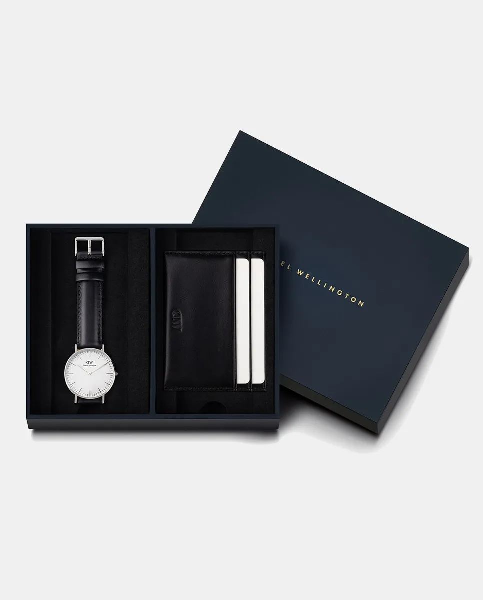 

Классический мужской комплект DW00590019 кожаные часы и кошелек Daniel Wellington, черный