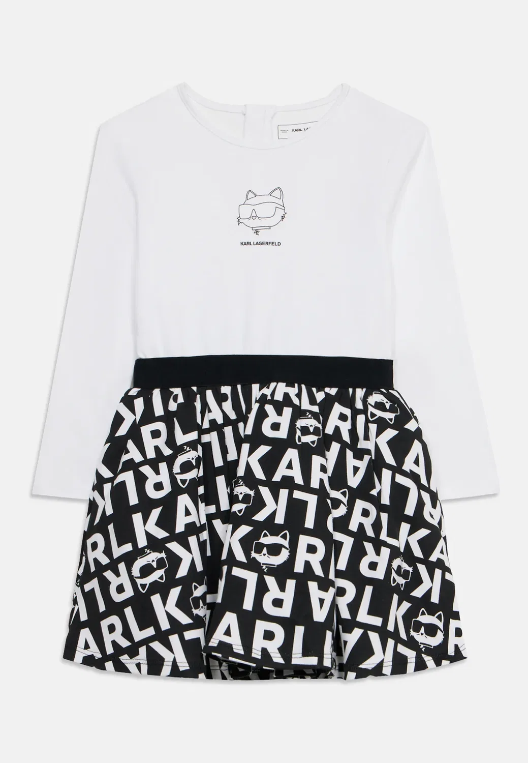 Платье с длинными рукавами - трикотажное платье Karl Lagerfeld Kids, White/Black