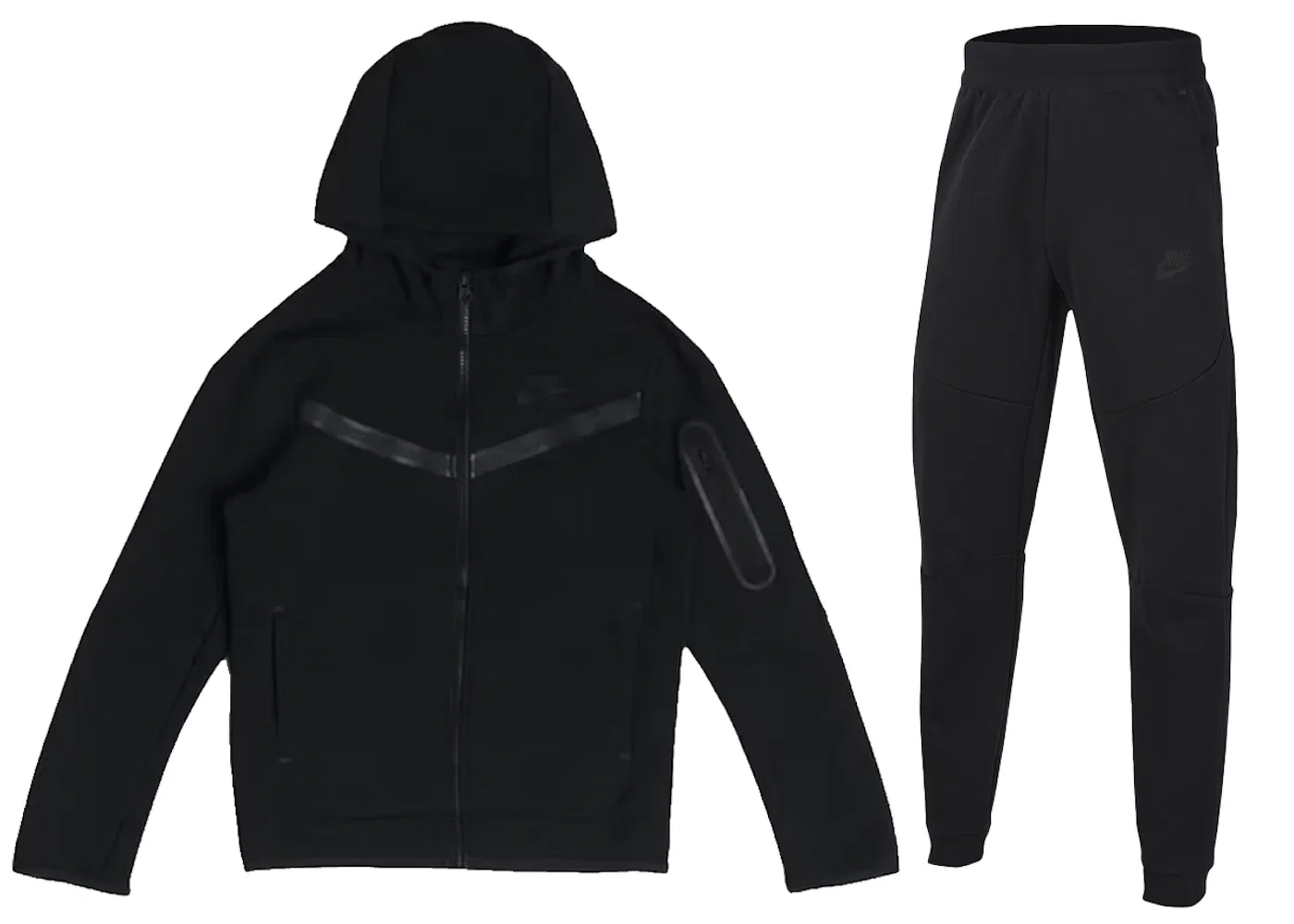 Детский комплект из футера Tech Fleece с молнией и джоггеров Nike, Black Black