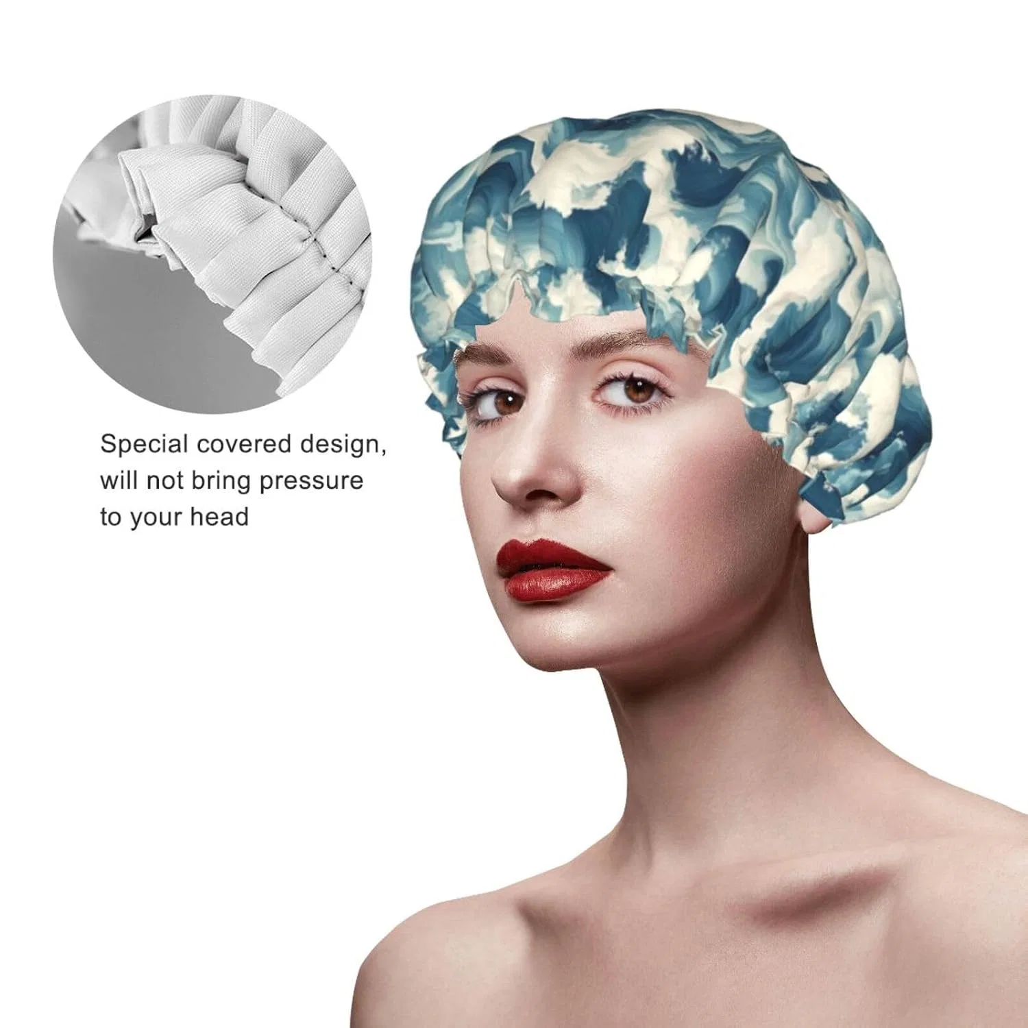 Двухслойная шапочка для душа GVYGVY, 26,9 см, Blue Waves — фото 4