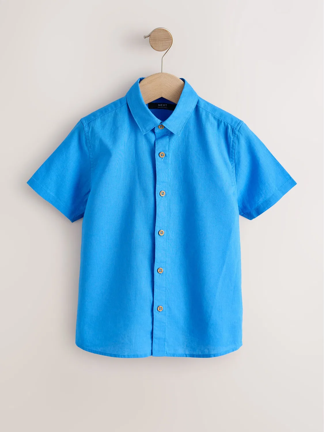 Рубашка с коротким рукавом из льняной смеси, Bright Blue Next