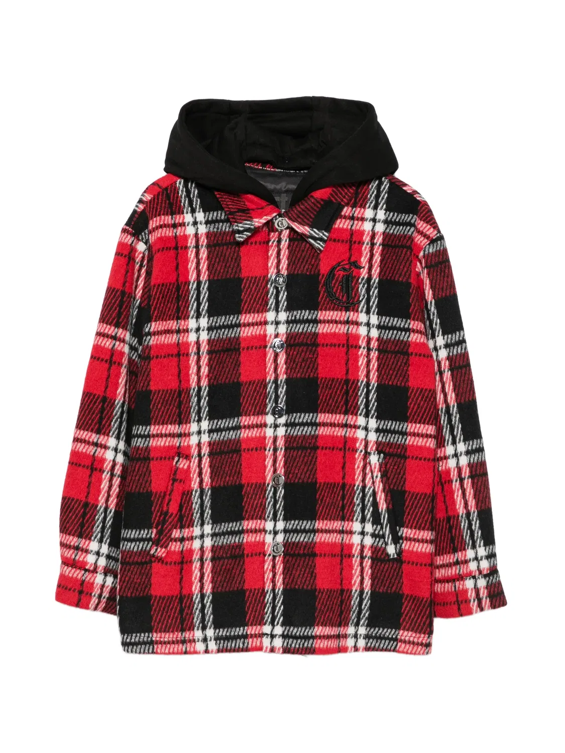 Клетчатая рубашка с капюшоном Roberto Cavalli Junior, красный