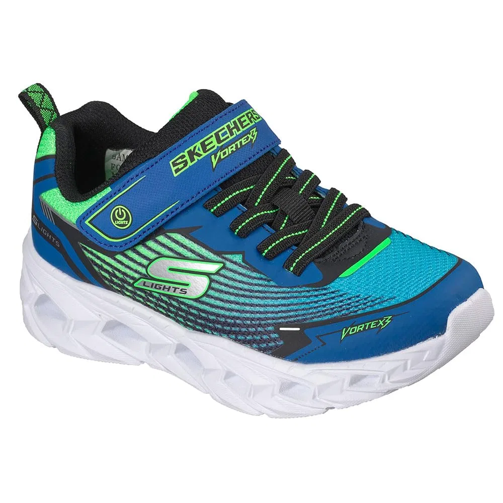 Детские кроссовки для мальчиков с подсветкой Skechers Vortex 3.0, Black Blue Lime — фото 2