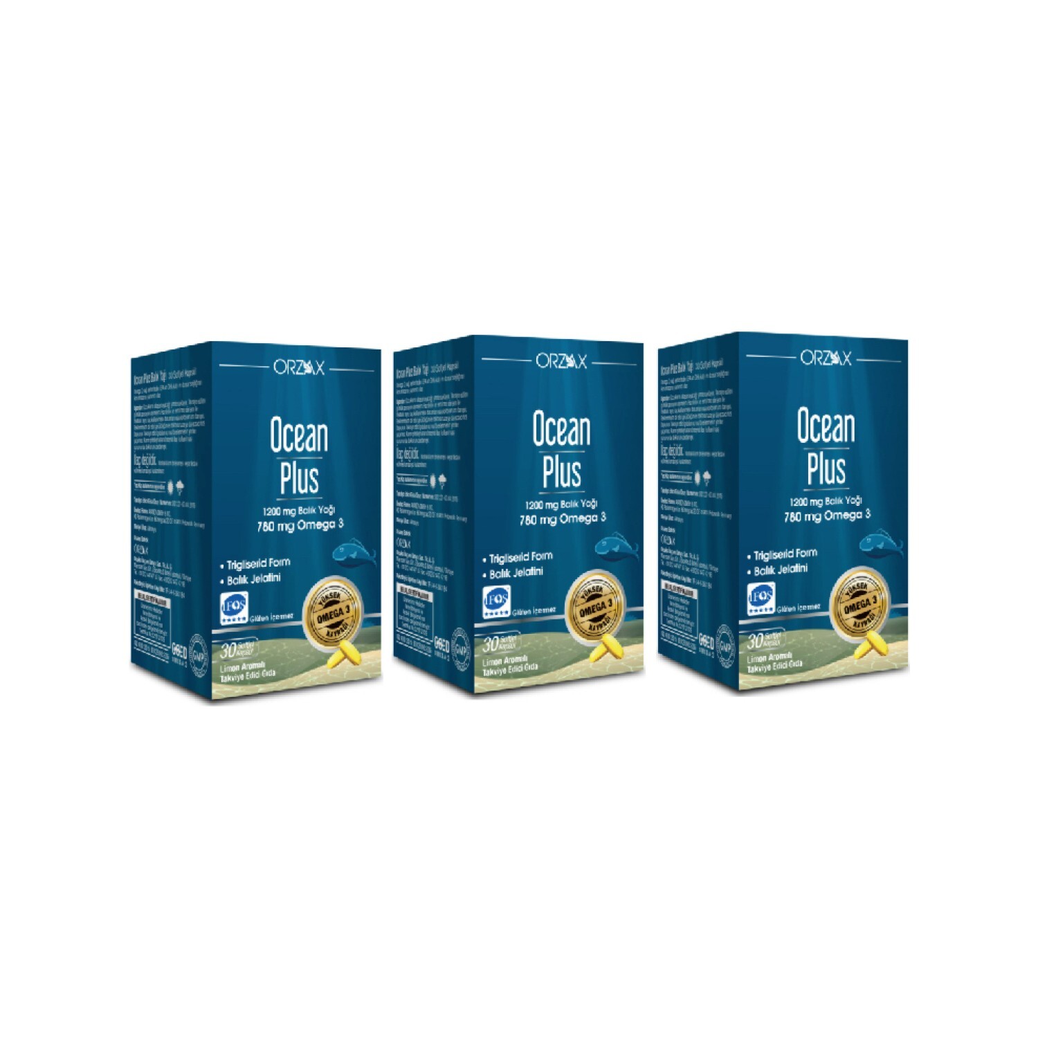 

Рыбий жир Ocean Pure 1200 мг, 3 упаковки по 30 капсул