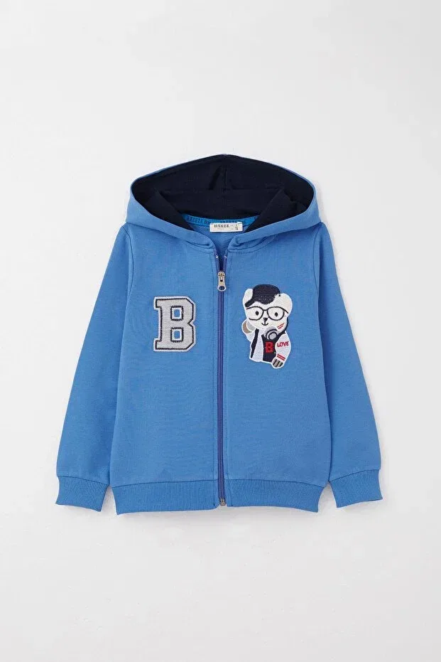Детский спортивный комплект для мальчиков с принтом Cool Teddy Bear Embroidery Breeze, Sax Blue — фото 2