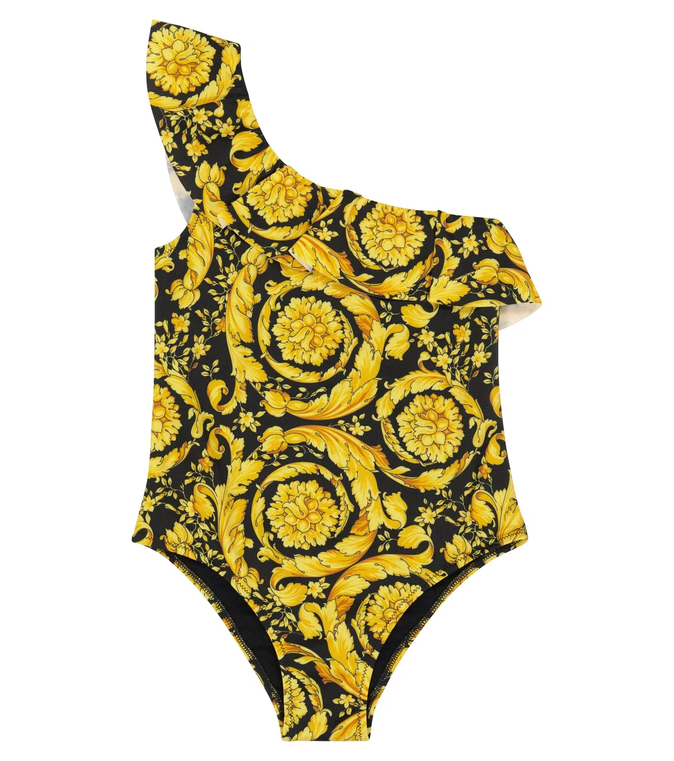 Купальник с одним плечом и оборками Versace Kids, желтый