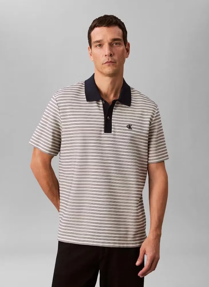 Поло с полосками и логотипом Calvin Klein, белый