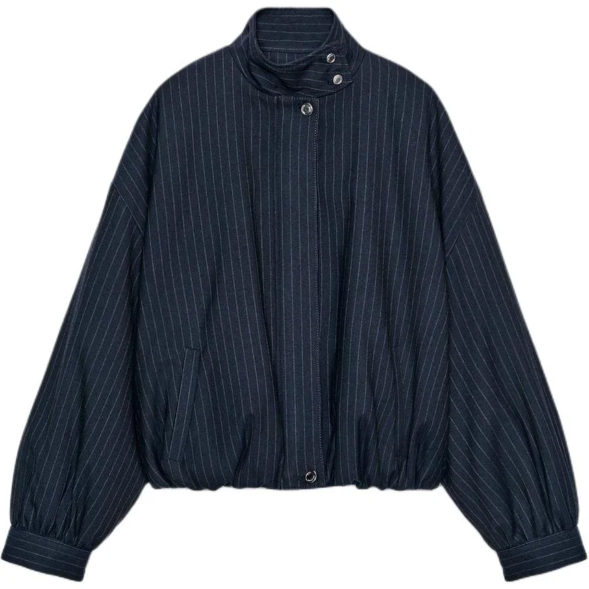 Женская куртка с воротником-стойкой Sea Blue/White ZARA, Sea Blue/White