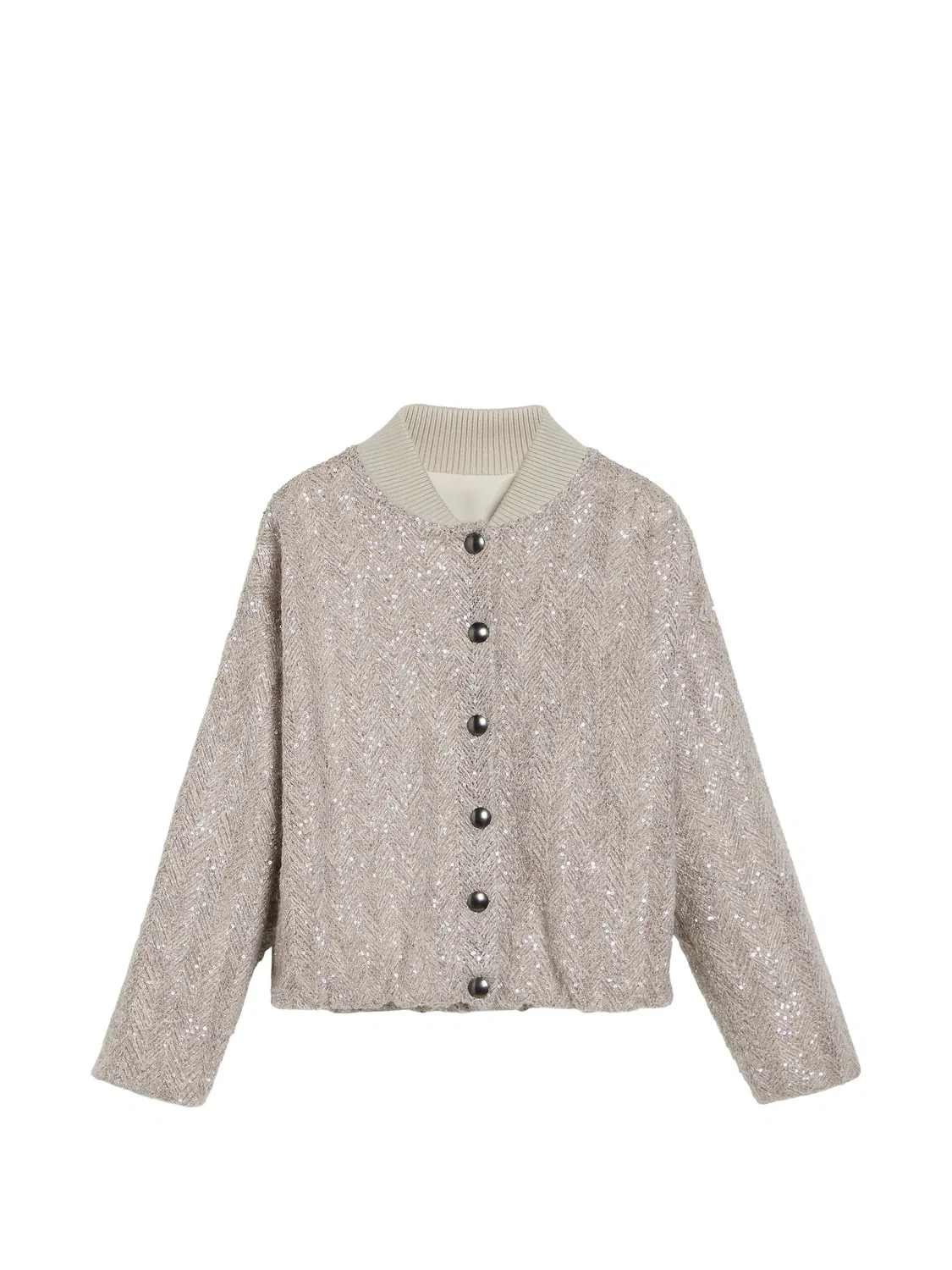 Бомбер с пайетками Brunello Cucinelli Kids, нейтральные цвета