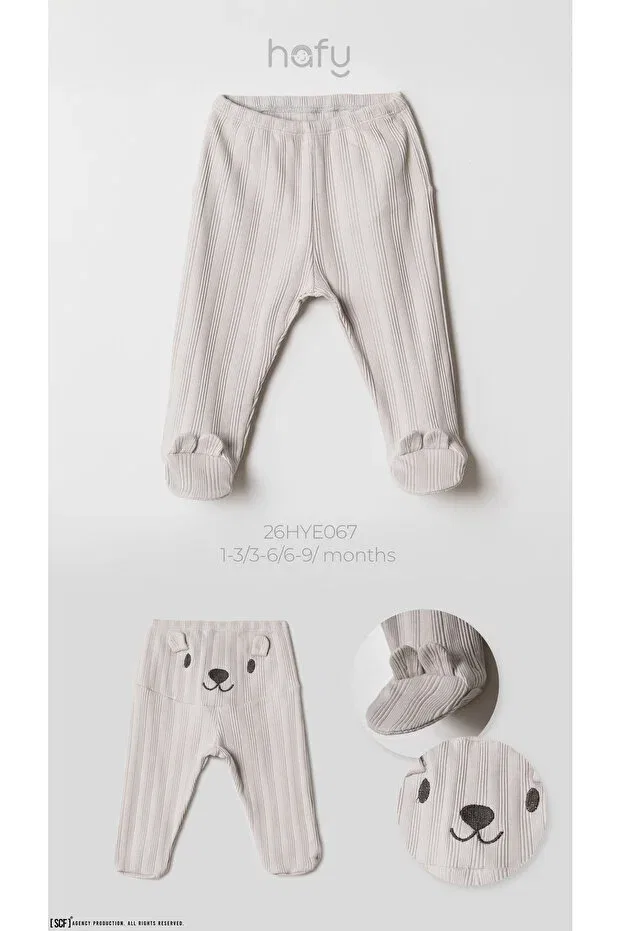 Детские штаны для девочек с принтом Teddy Bear Figure and Booties Hafy Baby, Gray