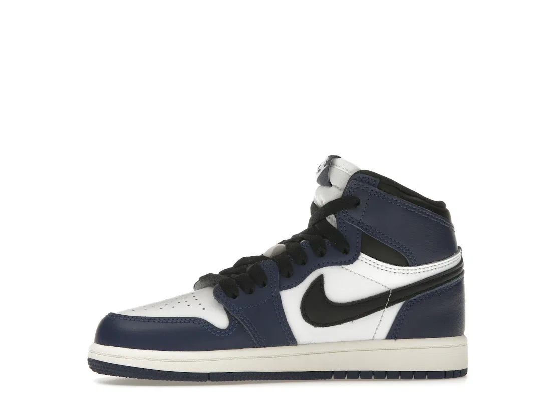Детские кроссовки с длинным шнурованием Jordan 1 Retro High OG Jordan, Midnight Navy/Black/White/Sail — фото 3