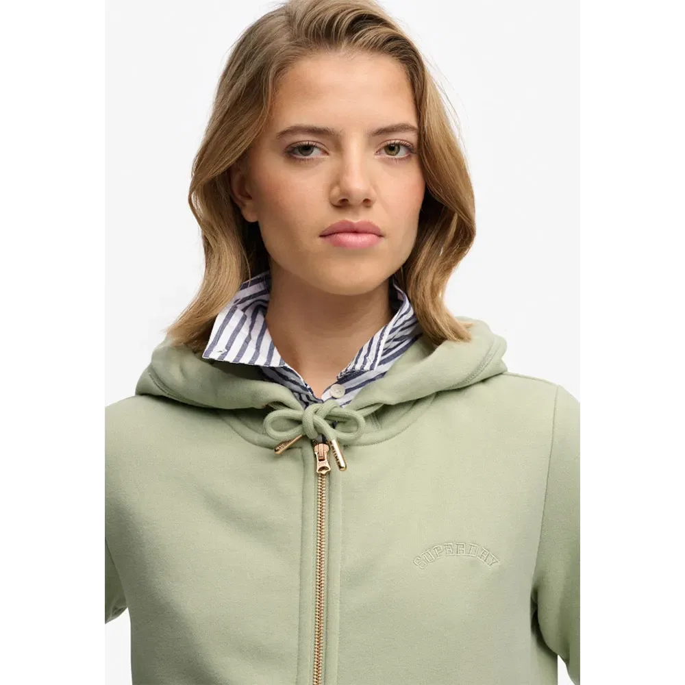 Худи на молнии Superdry Essential Logo, зеленый — фото 4